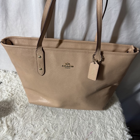 Coach Women's Tote F57522 Bag‎ Large Pink Beige Shopping Traveling - Picture 1 of 8